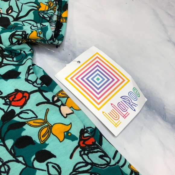 Lularoe Green Floral Short Sleeve Classic Tee - Picture 7 of 8